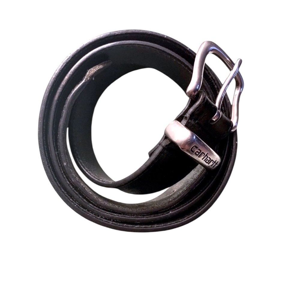 CARHARTT Black Genuine Leather Belt Silver Buckle Style 2200 Men’s Size 48